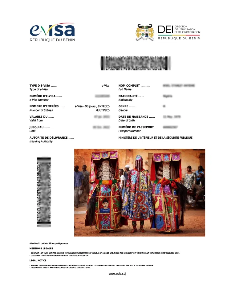 Benin Sample eVisa