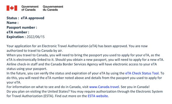 Canada Sample eTA