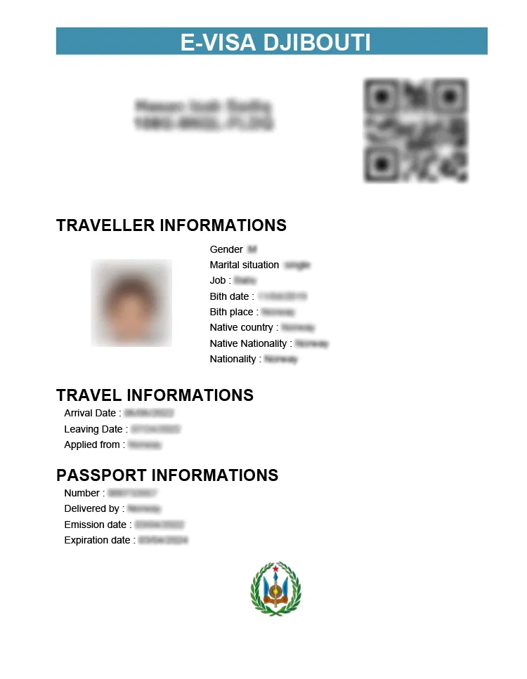Djibouti Sample eVisa