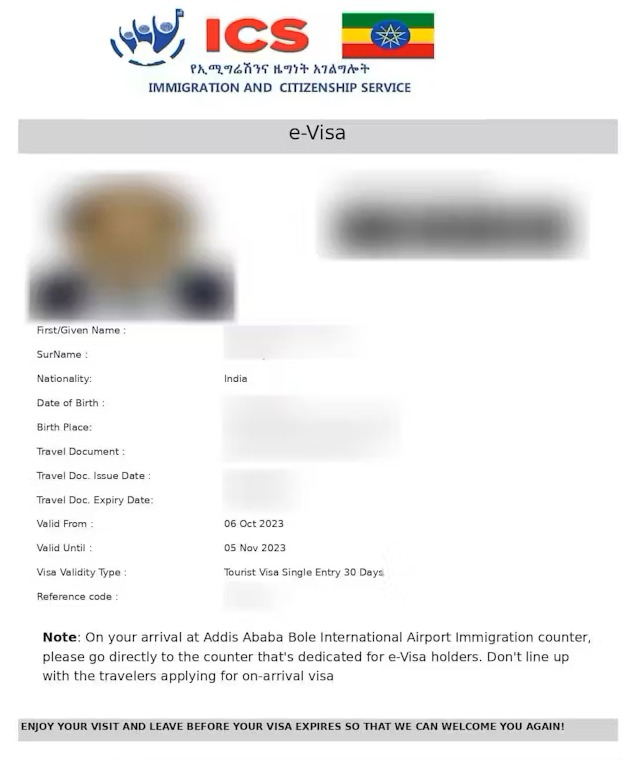 Ethiopia Sample Visa