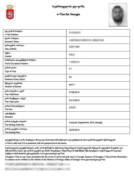Georgia Sample eVisa