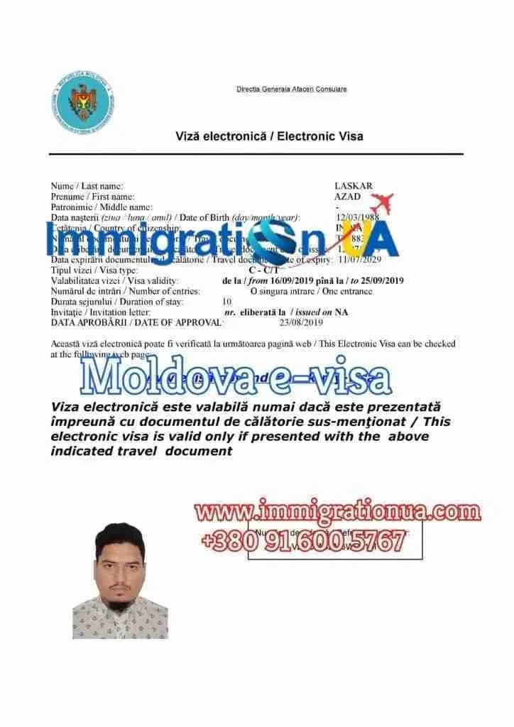 Moldova Sample eVisa