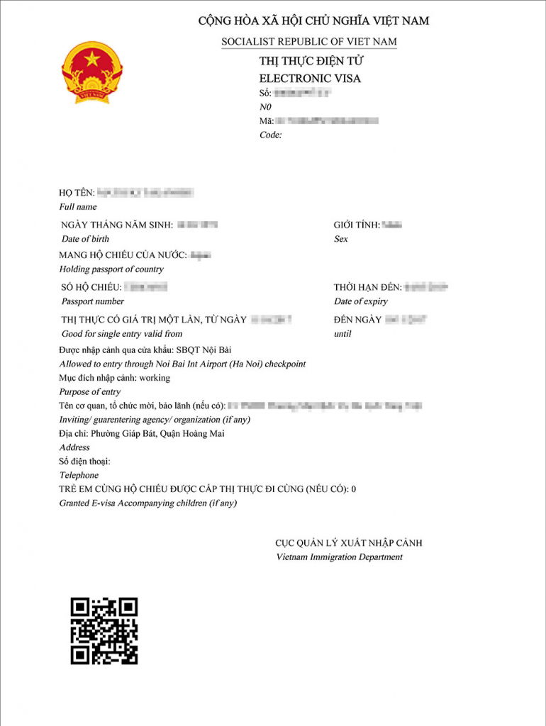 Vietnam Sample eVisa